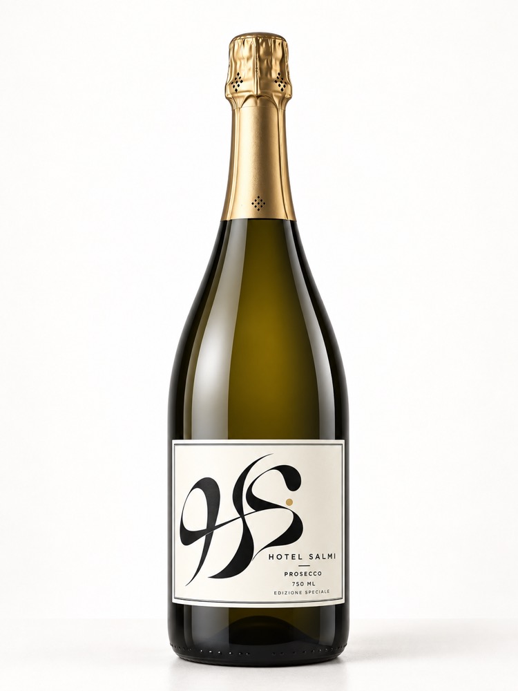 Prosecco con etichetta dell'Hotel Salmi